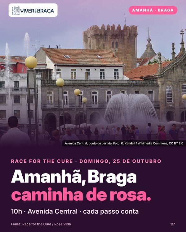 Amanhã, Braga caminha de rosa: Race for the Cure, domingo, 25 de outubro A Race for the Cure volta ao centro …